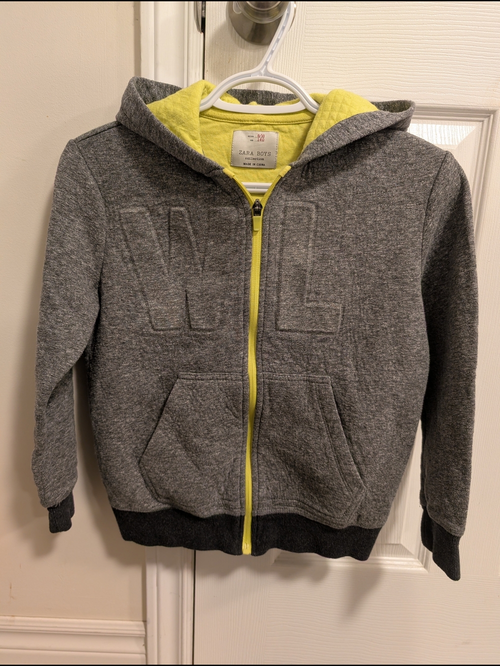 Zara Boys Gray Hoodie with Yellow Trim